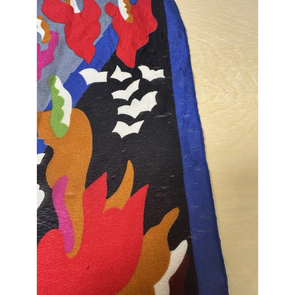 Vintage 80s Cacharel Paris Lou Lou Abstract Print Scarf Made in Italy Multicolor - Picture 4 of 7
